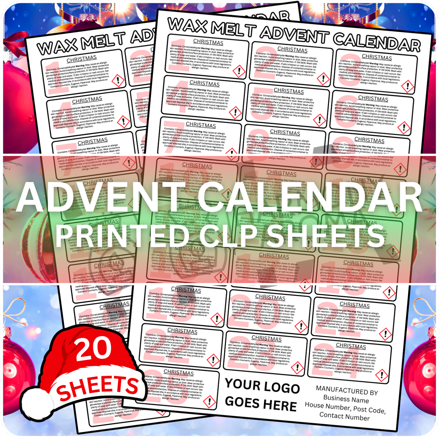 20 Sheets of Advent Calendar CLP's Printed 24/25 Scents