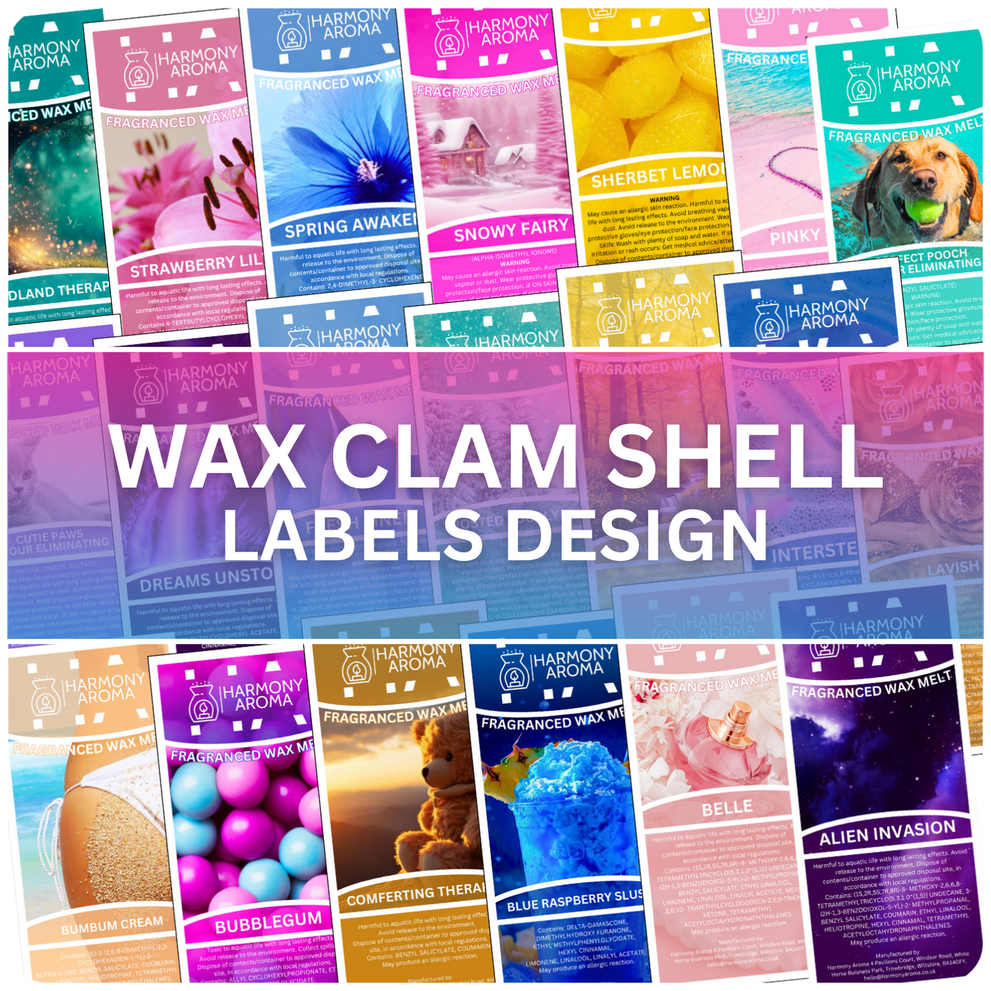 Wax Melt Clam Shell Label Design