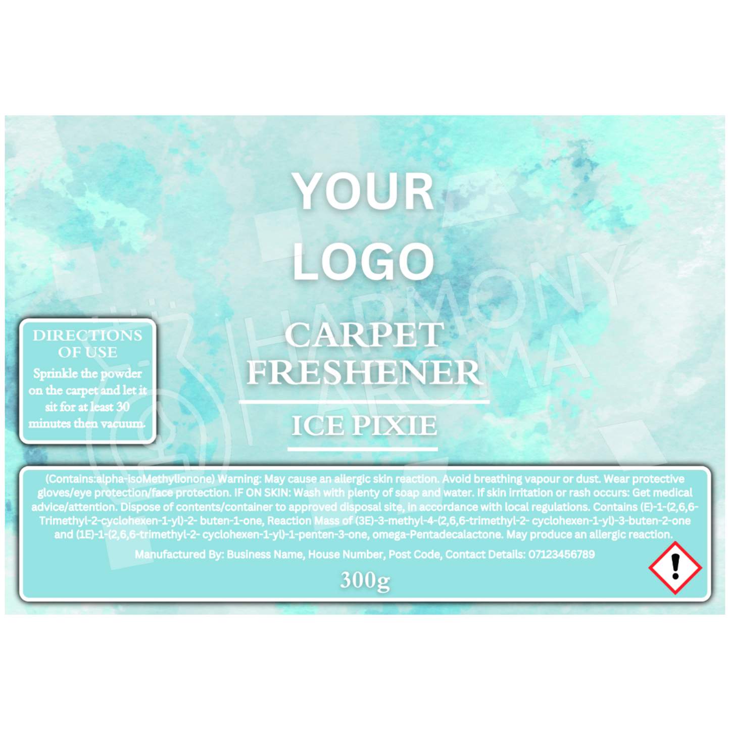 Carpet Freshener Shaker Bottle Labels - Water Colour - Editable Canva Template