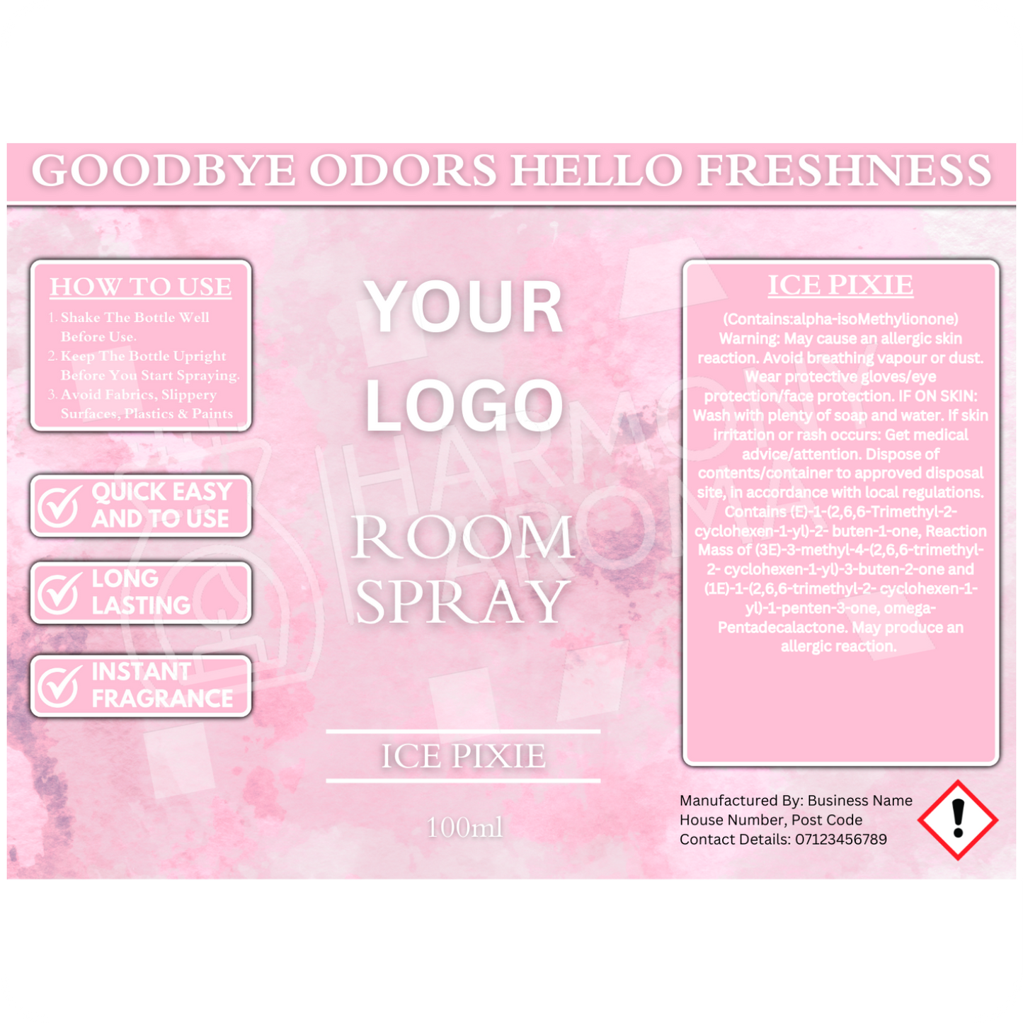 Room Spray Labels - Water Colour - Editable Canva Template