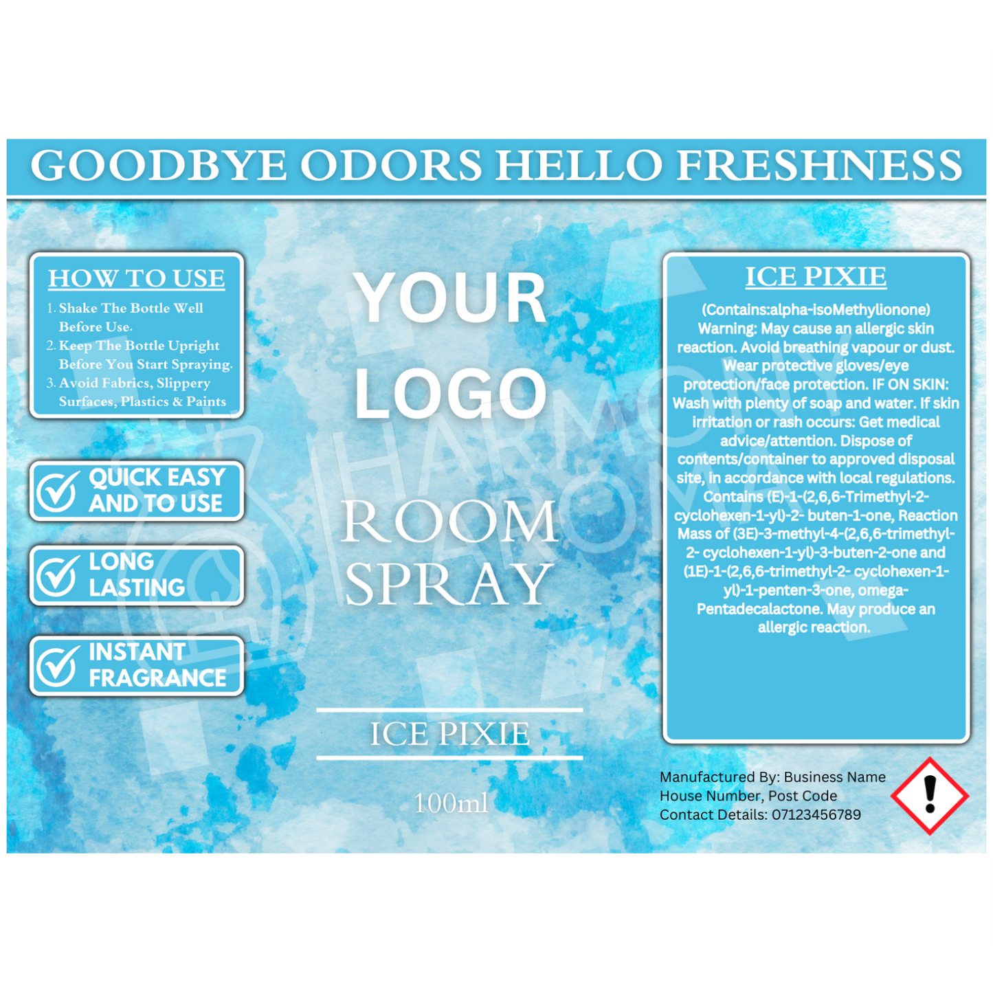 Room Spray Labels - Water Colour - Editable Canva Template