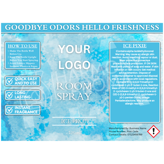 Room Spray Labels - Water Colour - Editable Canva Template