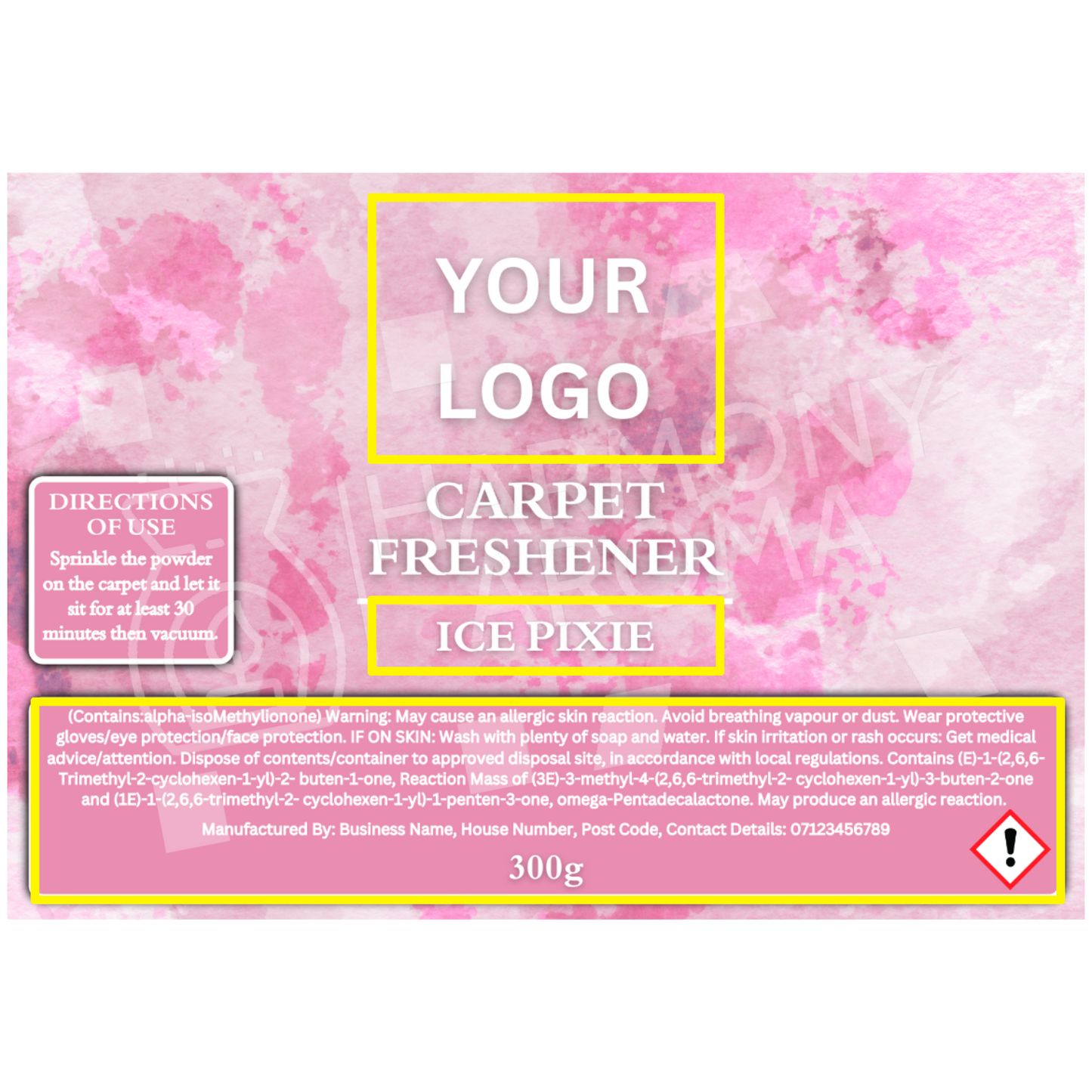 Carpet Freshener Shaker Bottle Labels - Water Colour - Editable Canva Template