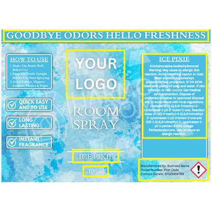 Room Spray Labels - Water Colour - Editable Canva Template