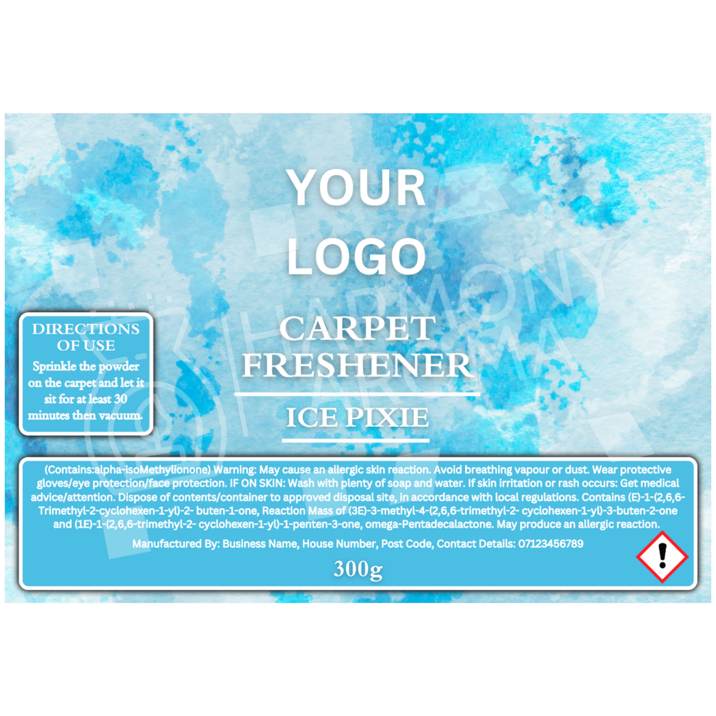 Carpet Freshener Shaker Bottle Labels - Water Colour - Editable Canva Template