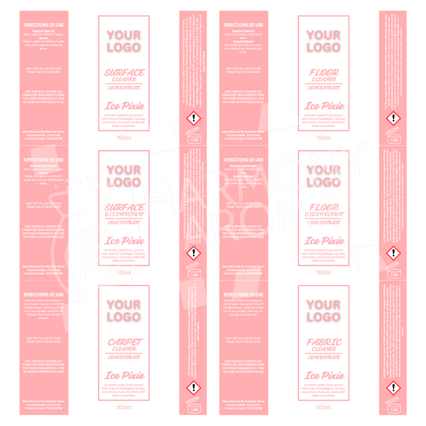 Simply Pink 1 - 6 in 1 Cleaning Label Template