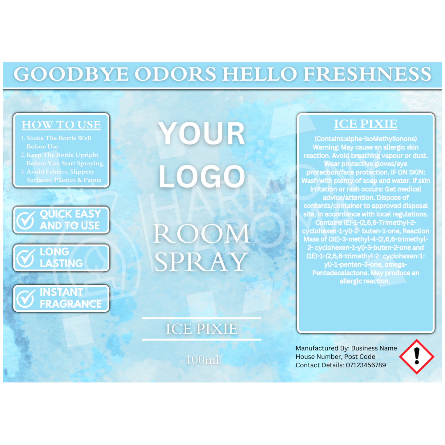 Room Spray Labels - Water Colour - Editable Canva Template