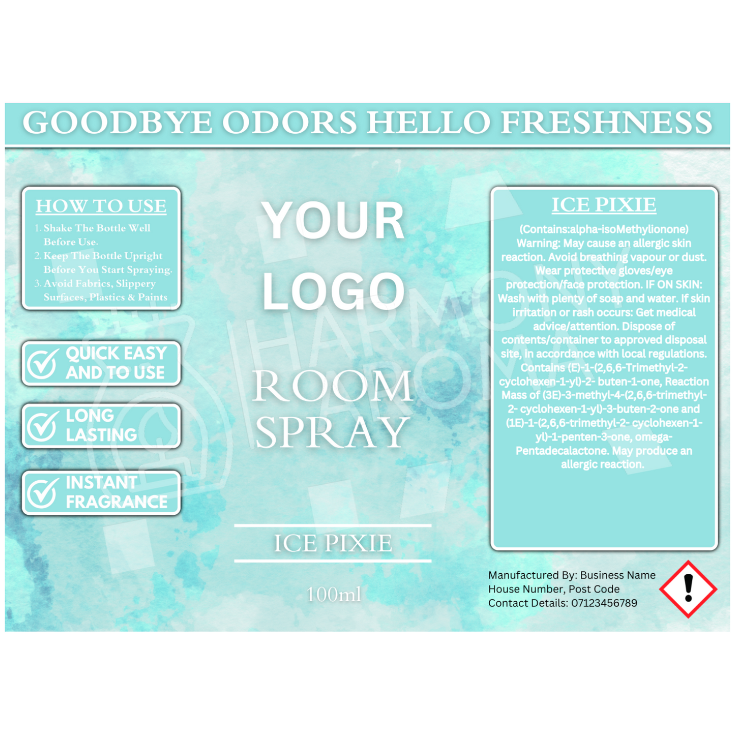 Room Spray Labels - Water Colour - Editable Canva Template