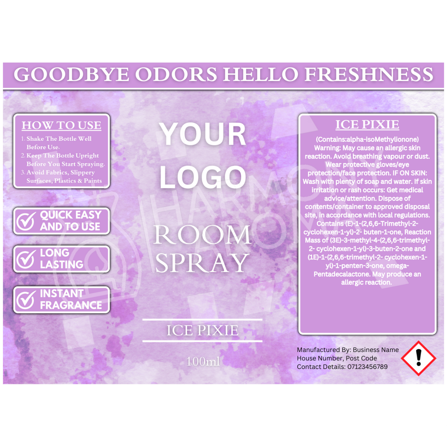 Room Spray Labels - Water Colour - Editable Canva Template