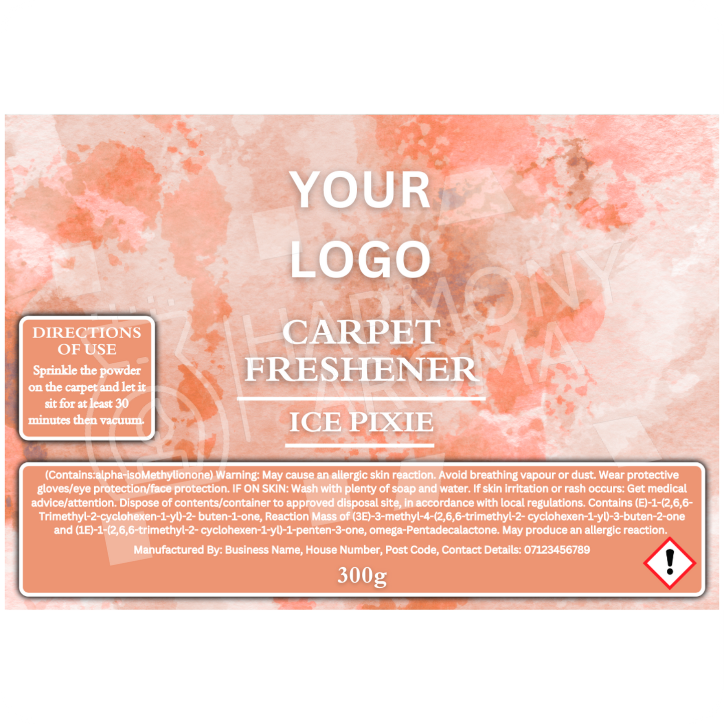 Carpet Freshener Shaker Bottle Labels - Water Colour - Editable Canva Template